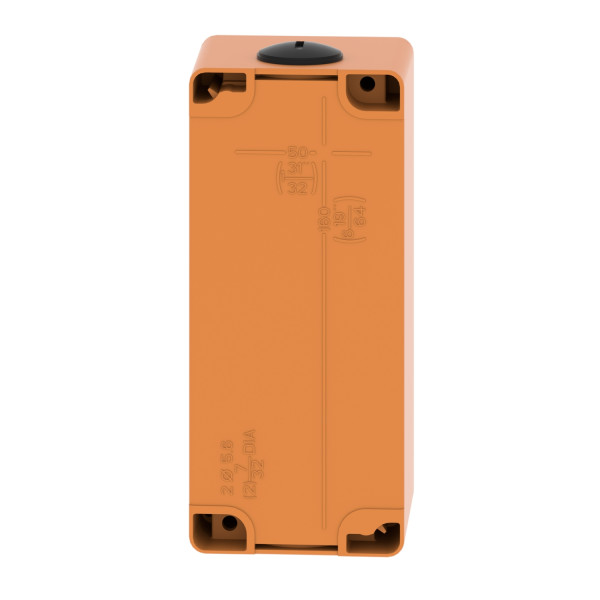 Boite métal vide orange - m25 x2 - 3 trous 30 mm - 80x175x77 mm