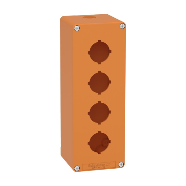 Boite métal vide orange - m25 x1 - 4 trous 30 mm - 80x220x77 mm
