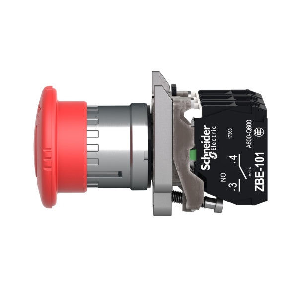 Harmony XB4 - bouton arrêt urgence - Ø40 - pousser tourn - rouge - 2O+1F - vis