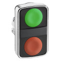 Harmony tête bt-pous double touche Ø22 vert + rouge non marqué IP66, IP69 K