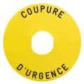 Harmony étiquette circulaire Ø90mm jaune - logo EN13850 - COUPURE URGENCE