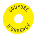 Harmony étiquette circulaire Ø90mm jaune - logo EN13850 - COUPURE URGENCE