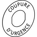Harmony étiquette circulaire Ø90mm jaune - logo EN13850 - COUPURE URGENCE