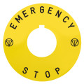 Harmony xb4 - étiquette Ø60 jaune emergency stop - pour arrêt d'urgence lumineux
