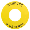 Harmony étiquette circulaire Ø60mm jaune - logo EN13850 - COUPURE URGENCE