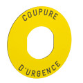 Harmony étiquette circulaire Ø60mm jaune - logo EN13850 - COUPURE URGENCE