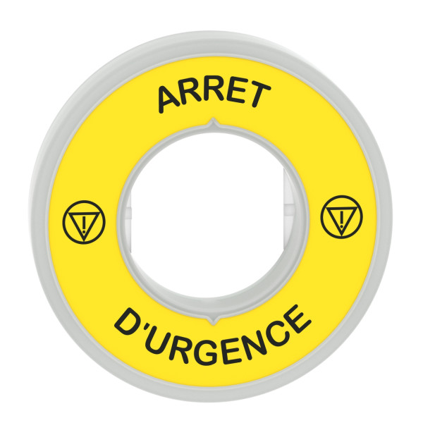 Harmony - étiquette lumineuse rouge - Ø60 - arret d'urgence - fond jaune - 24v