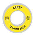 Harmony - étiquette lumineuse rouge - Ø60 - arret d'urgence - fond jaune - 24v