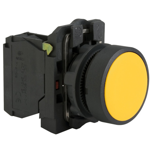 Harmony bouton-poussoir jaune Ø22 - à impulsion affleurant - 1O+1F