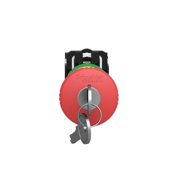 Harmony arrêt d'urgence rouge Ø22 - tête Ø 40 - déverrouillage par clé - 1O+1F