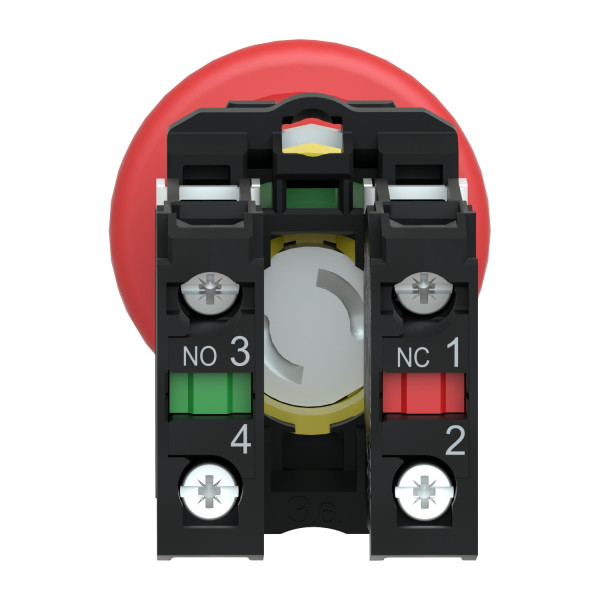 Harmony arrêt d'urgence rouge Ø22 - tête Ø 40 - pousser-tirer - 1O+1F