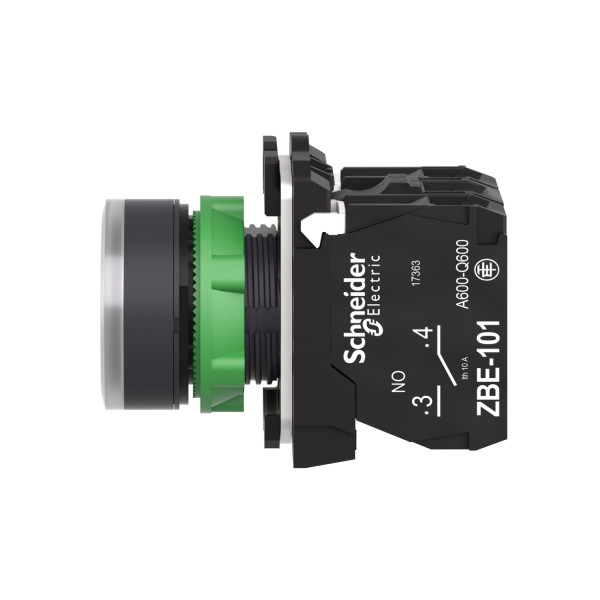 Harmony bt-pous lumineux blanc Ø22 - impulsion - 24V - 1O+1F