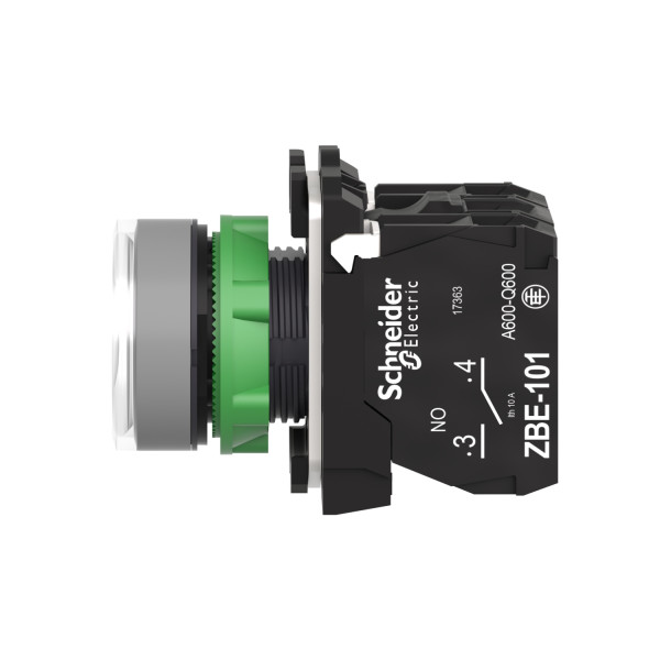 Harmony xb5 - bouton poussoir lum - Ø22 - col grise - blanc - 1o+1f - 110v - vis