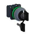 Harmony xb5 - bouton tourn clé455 - Ø22 - col flush grise - 3 pos - retr c - 2f