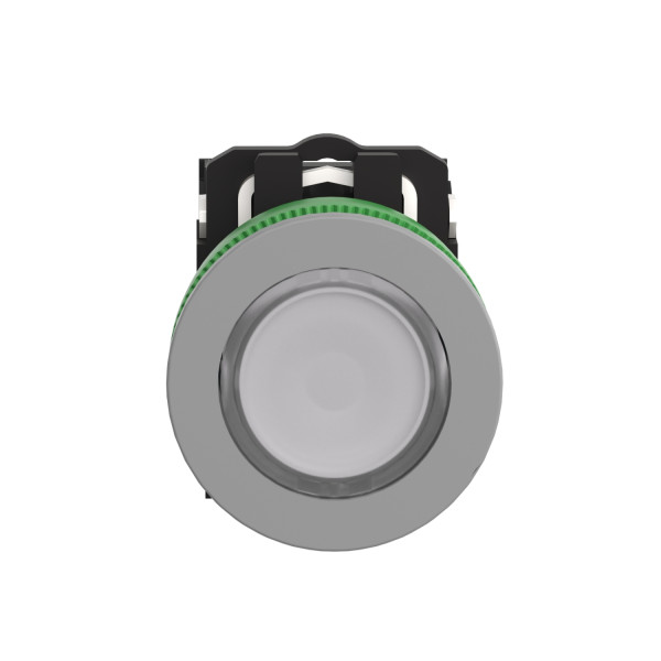 Harmony xb5 - bouton poussoir lum - Ø22 - col flush grise - blanc - 1o+1f - 24v