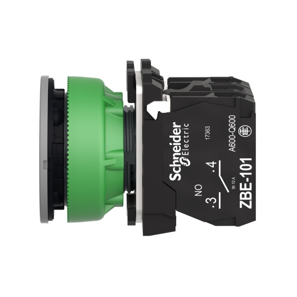 Harmony xb5 - bouton poussoir lum - Ø22 - col flush grise - blanc - 1o+1f - 24v