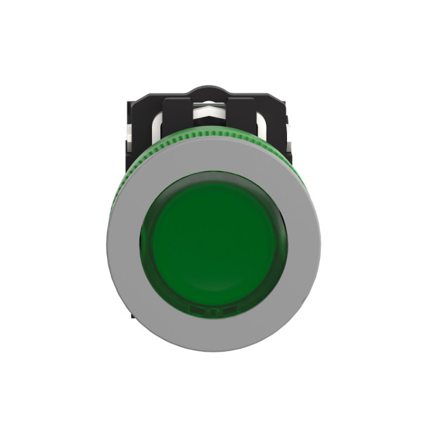 Harmony xb5 - bouton poussoir lum - Ø22 - col flush grise - vert - 1o+1f - 24v