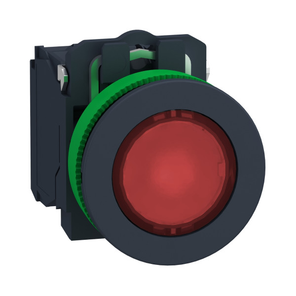 Harmony xb5 - bp lumineux del - ø22 - flush - rouge - 1o+1f - 24v - vis étrier
