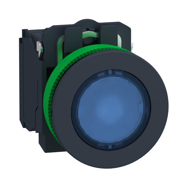 Harmony xb5 - bp lumineux del - ø22 - flush - bleu - 1o+1f - 24v - vis étrier