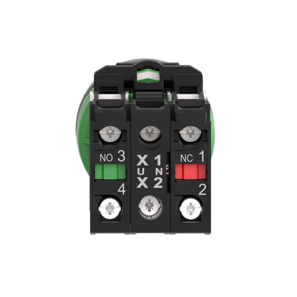 Harmony xb5 - bouton poussoir lum - Ø22 - col grise - bleu - 1o+1f - 24v