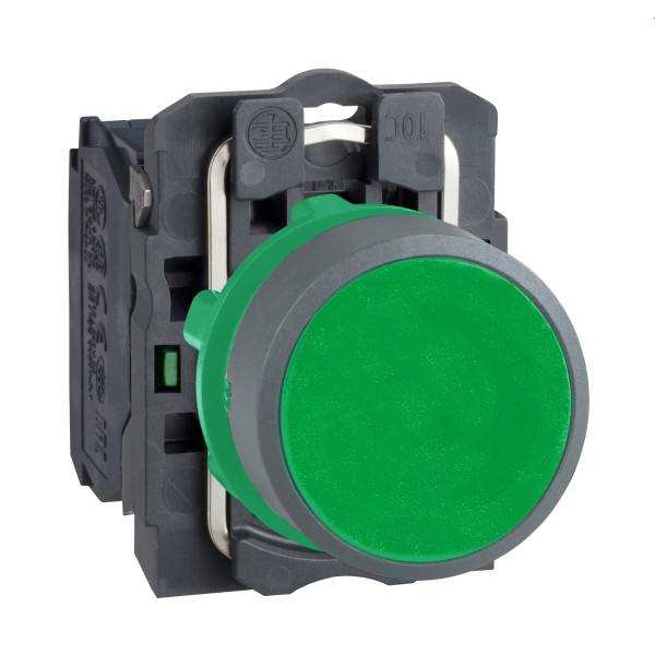 Harmony xb5 - bouton poussoir à impulsion - Ø22 - col grise - vert - 1f - vis