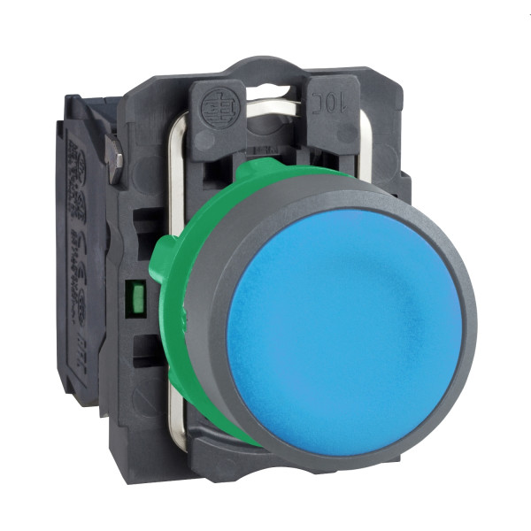 Harmony xb5 - bouton poussoir à impulsion - Ø22 - col grise - bleu - 1f - vis