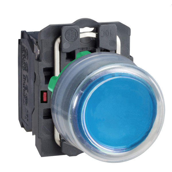 Harmony xb5 - bouton poussoir - Ø22 - col grise - capuchonné - bleu - 1f - vis