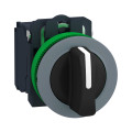 Harmony xb5 - bouton tournant - Ø22 - col flush grise - 3 pos fix - noir - 2f