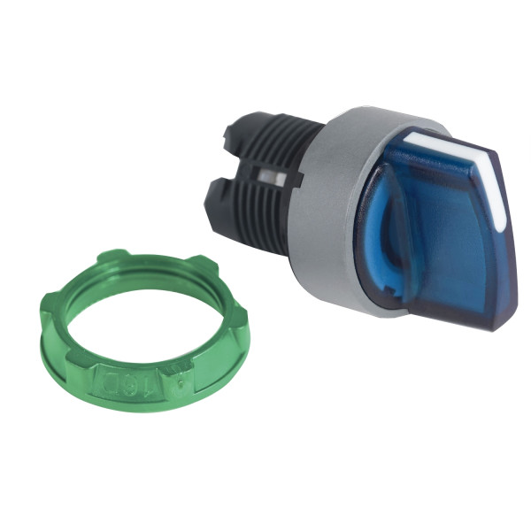 Harmony xb5 - tête bouton tournant lumineux - Ø22 - col grise - 2 pos fix - bleu