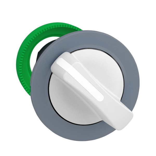 Harmony xb5 - tête bouton tournant - Ø22 - col flush grise - 2 pos fixes - blanc