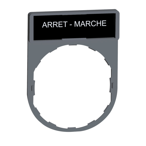 Harmony - porte-étiquette plate 30x40 - plast gris - avec étiq 8x27 arret-marche