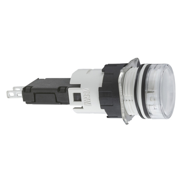 voyant rond diam 16 IP 65 blanc DEL intégrée 24 V cosses