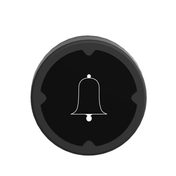 Harmony tête de BP Ø37 IP69K Ø22  noir avec marquage sonnerie symbole pivoté 90°