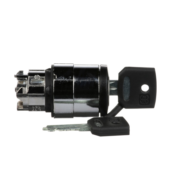 Tête de bouton tournant à clé Schneider ZB4BG4 – Ø22 mm – 2 positions – clé 455 – maintien à gauche/droite – Harmony XB4