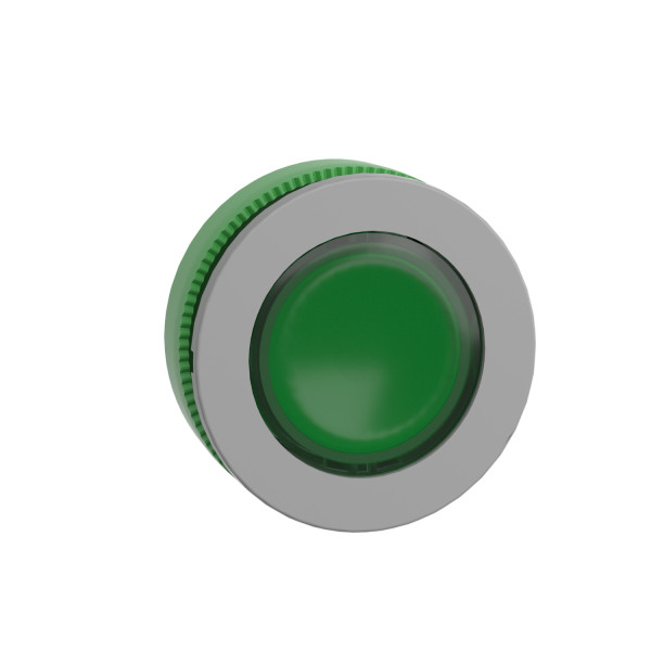 Harmony xb5 - tête bouton pousser-pousser lumin - Ø22 - col flush grise - vert
