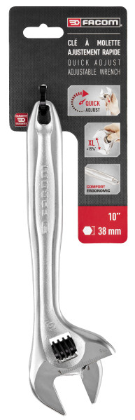 Clé à molette à ajustement rapide, manche métal 10" -  101.10pb