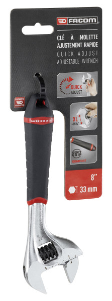 Clé à molette à ajustement rapide, manche bi-matière 8" -  101.8gpb