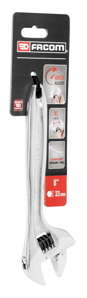 Clé à molette à ajustement rapide, manche métal 8" -  101.8pb