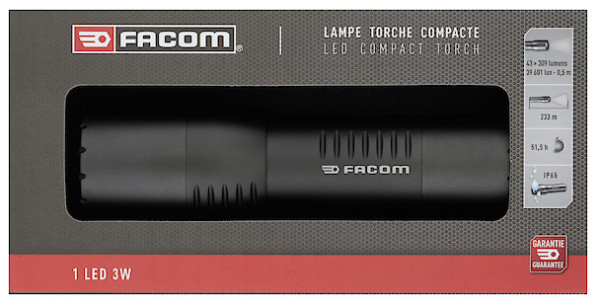Lampe torche compacte à led 3w - ip65 - 50h d'autonomie -  779.cbtpb