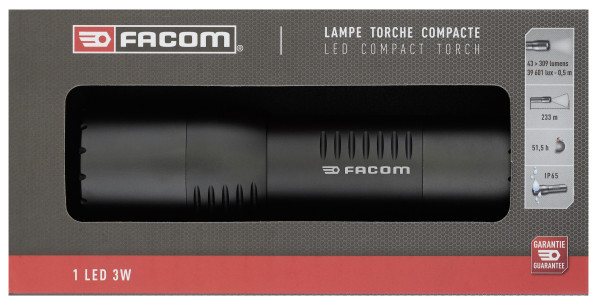 Lampe torche compacte à led 3w - ip65 - 50h d'autonomie -  779.cbtpb