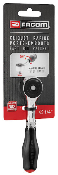 Cliquet pour embouts 1/4" à manche rotatif