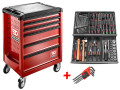 Servante 6 tiroirs roll m3 rouge avec composition 69 outils