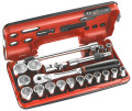 Coffret dbox cliquet étanche a verrouillage + douilles 1/2'' 6 pans 21 pièces