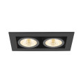 Kadux, encastré de plafond, double, 3000 k, 38°, ip 20, carré, noir