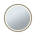 Miroir mirra rond avec cadre ip44 led wswitch 21w 600mm noir 230v metal/ac