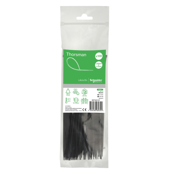 Thorsman colliers de serrage 200x2.5 noir, 100p