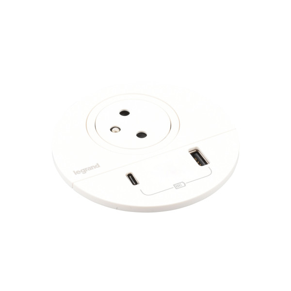 Disq80 incara blanc prise f/b usb a+c cordon 2m avec fiche