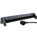 Legrand - Rallonge multiprise rotatif avec 5 prises de courant Surface , parafoudre et USB Type-A+ Type-C - noir et gris foncé