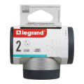 Legrand - Fiche multiprise rotative 2x 2 Pôles + Terre latérales 16A 3680W avec USB Type-A et Type-C - alu et gris foncé