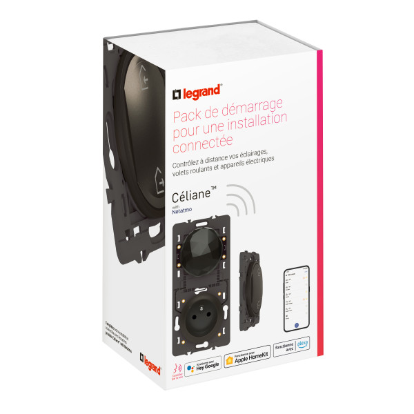 Pack de démarrage Céliane connecté With Netatmo, sans plaque, finition graphite